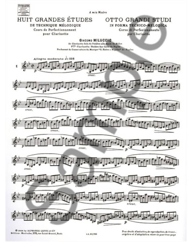 Giacomo Miluccio : 8 Grandes Etudes de technique mélodique