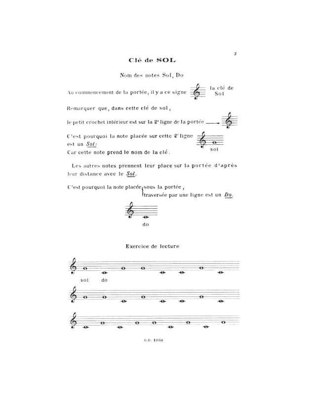 Jeanne Bourcier : Le Premier solfège Vol.1 - Clé de Sol