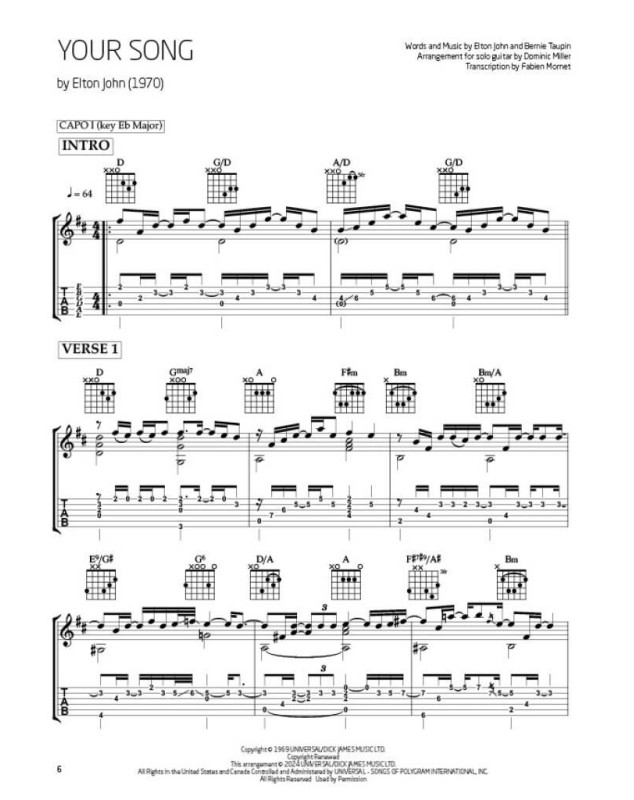Dominic Miller : Song Classics for Guitar Solo
