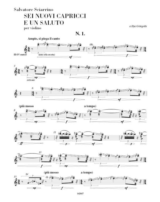 Salvatore Sciarrino : Sei nuovi capricci e un saluto