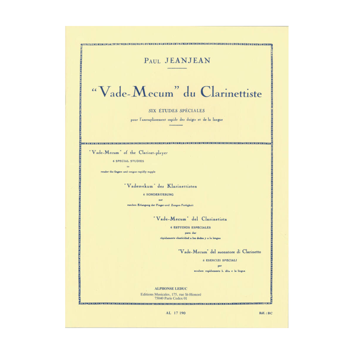 Paul Jeanjean : Vademecum Du Clarinettiste