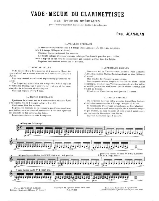 Paul Jeanjean : Vademecum Du Clarinettiste