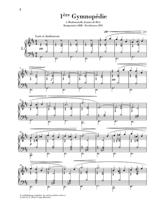 Erik Satie : 3 Trois Gymnopédies - Henle Verlag Urtext