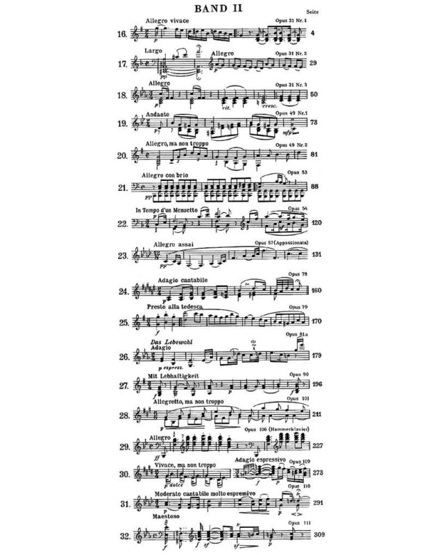 Ludwig van Beethoven : Sonates Pour Piano, Vol. 2 de N°16 à 32 - Henle Verlag Urtext