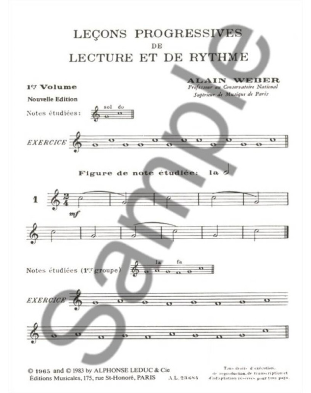 Alain Weber : Leçons Progressives de Lecture et Rythme Vol. 1