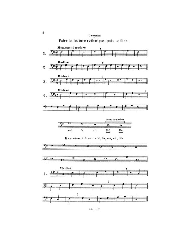 Jeanne Bourcier : Le Premier solfège Vol.2 - Clé de Fa