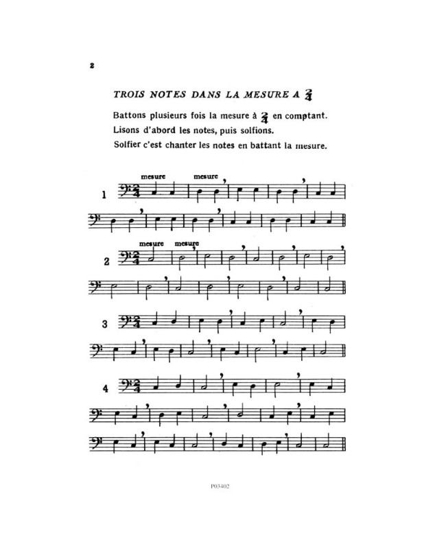 Solfège des débutants - clé de fa - Henri Classens - Editions Combre