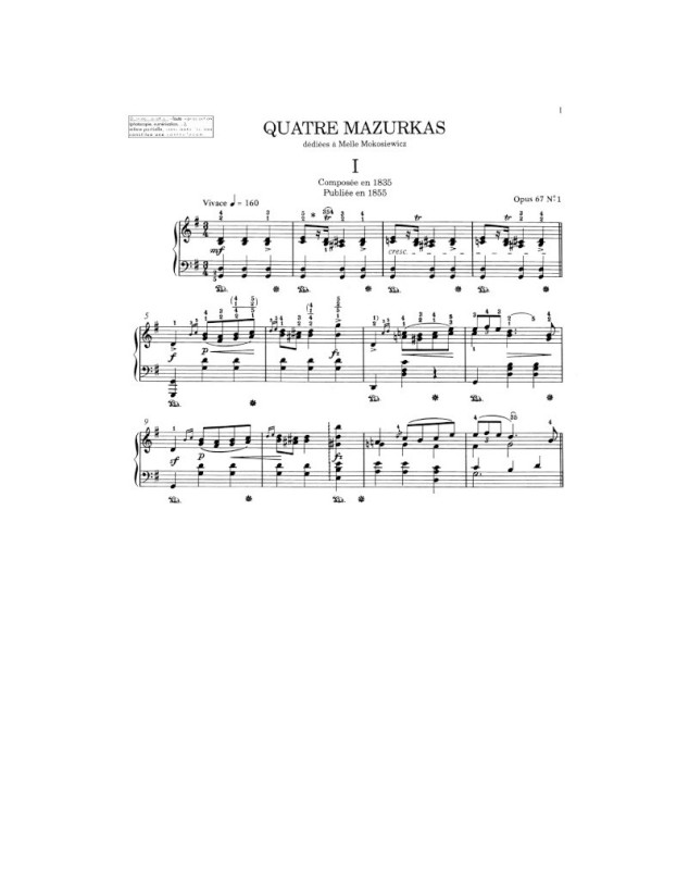 4 Mazurkas Op.67 - Chopin - Piano - Editions Henry Lemoine
