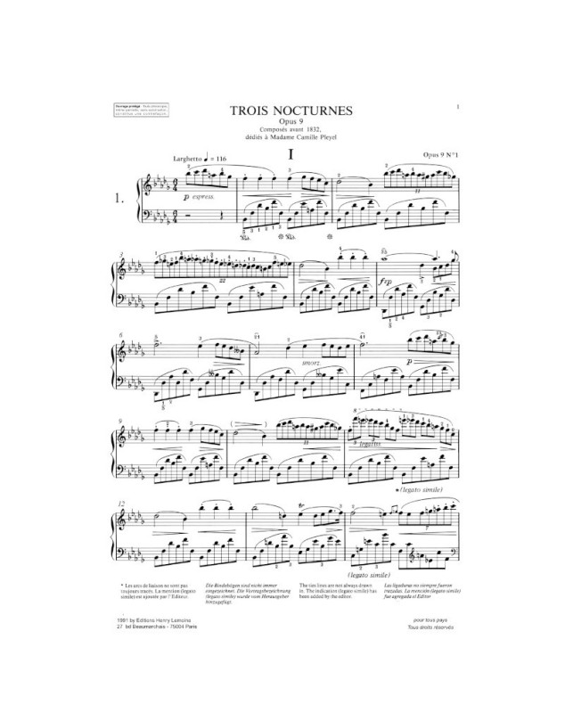 Frédéric Chopin : Trois Nocturnes Opus 9