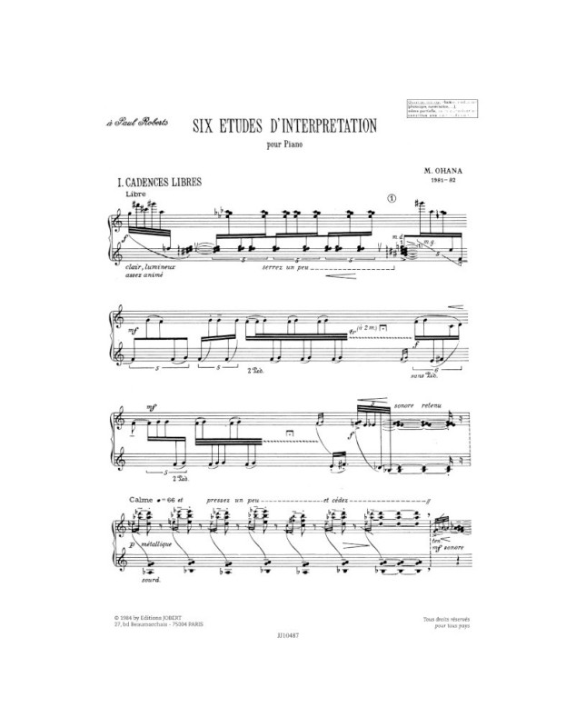 Maurice Ohana : 12 études d'interprétation Vol. 1