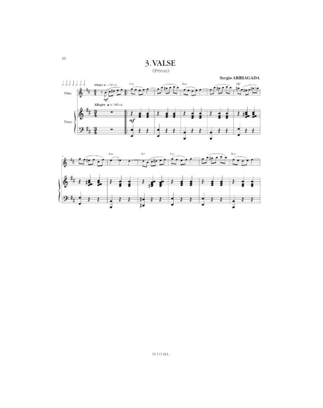 10 études latino-américaines Vol. 1 - Flûte et Piano - Sergio Arriagada