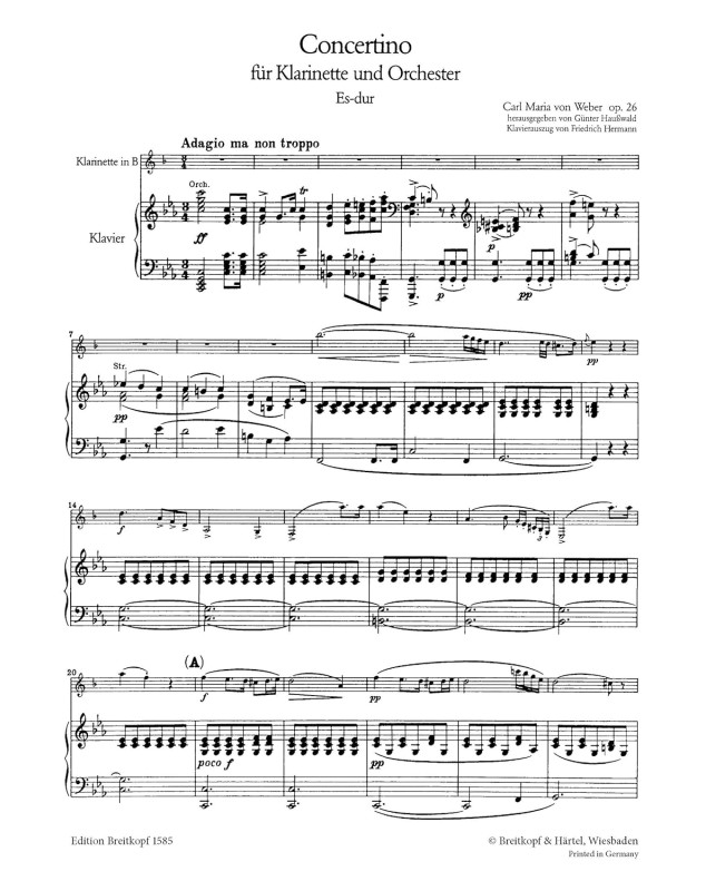 Carl Maria von Weber : Concertino für Klarinette und Orchester Es-Dur