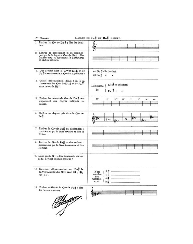 Edmond Mayeur : Devoirs de musique cahier N°5