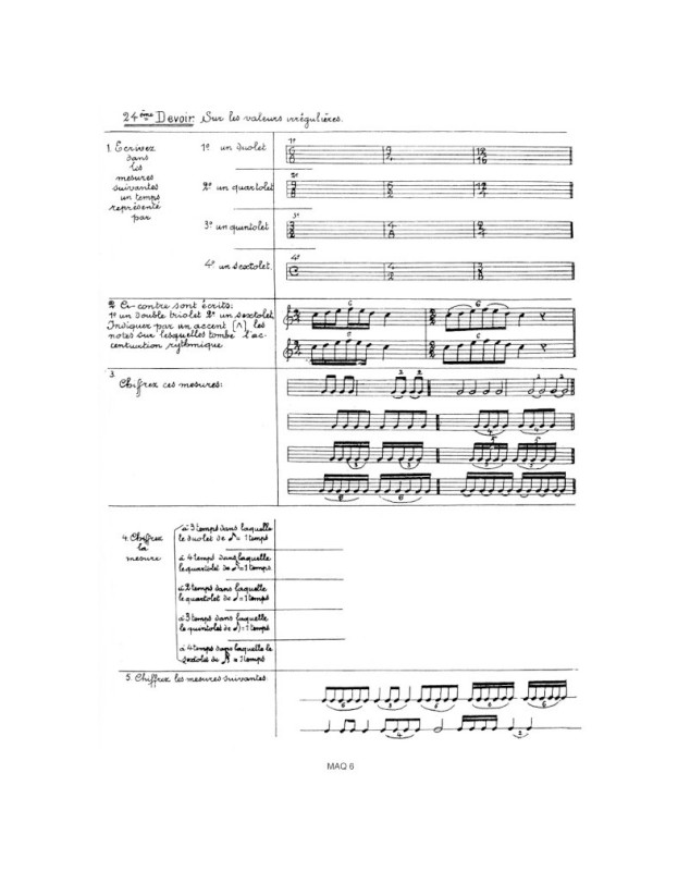 Edmond Mayeur : Devoirs de musique cahier N°6