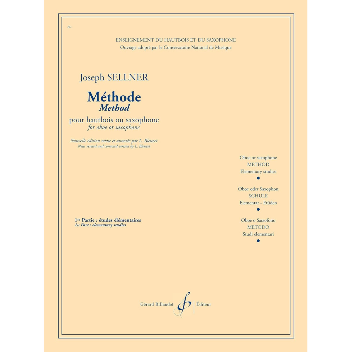 Joseph Sellner : Méthode Vol.1 : Études Élementaires