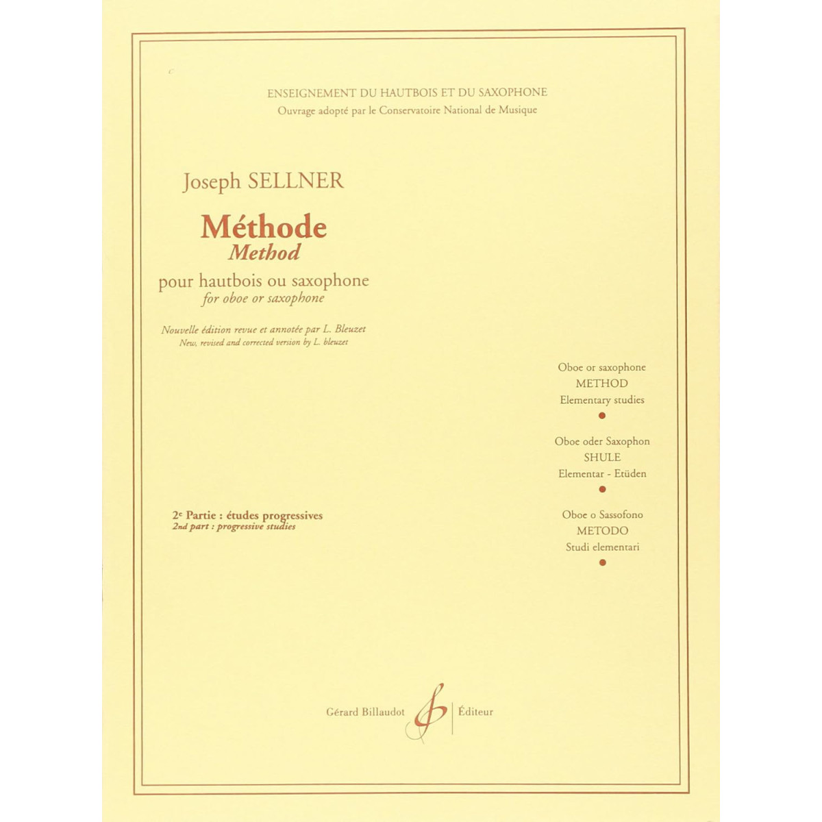 Joseph Sellner : Méthode Vol. 2 - Etudes Progressives