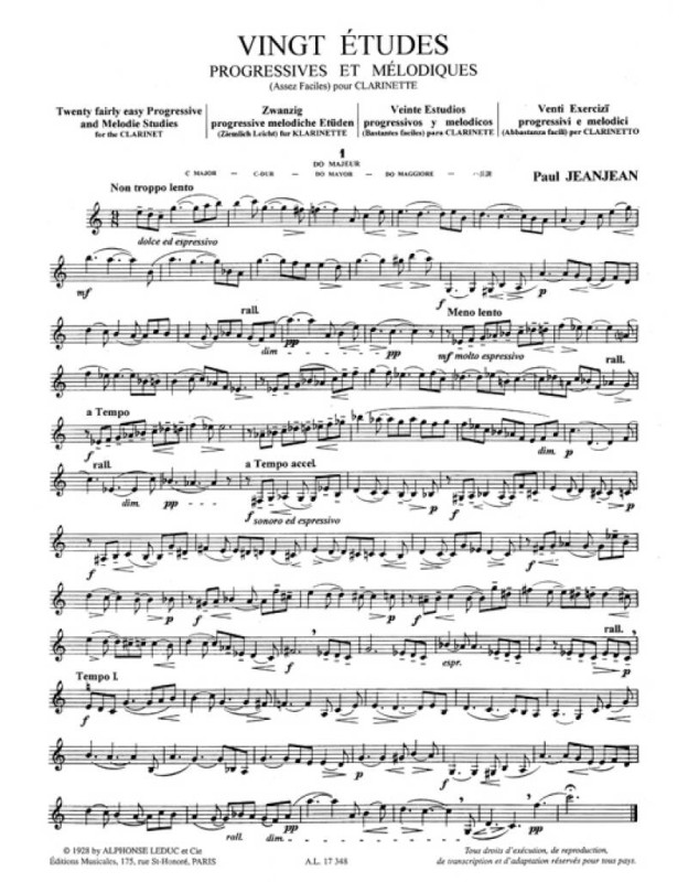 Paul Jeanjean : 20 Etudes Progressives et Mélodiques Vol. 1