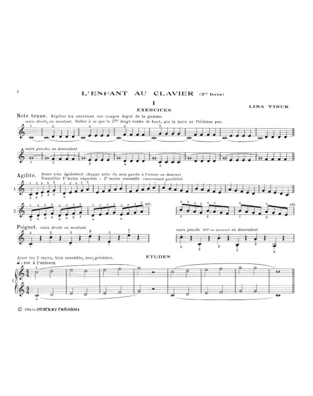 L'enfant au clavier Vol.3 - Méthode de Piano - Lina Vinck - Editions Delrieu