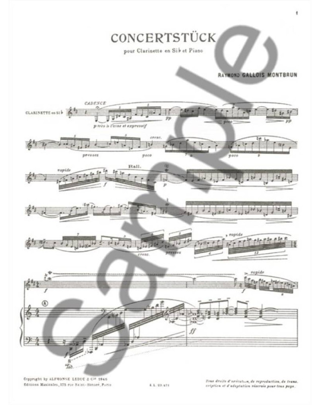 R. Gallois Montbrun : Concertstück pour Clarinette et Piano