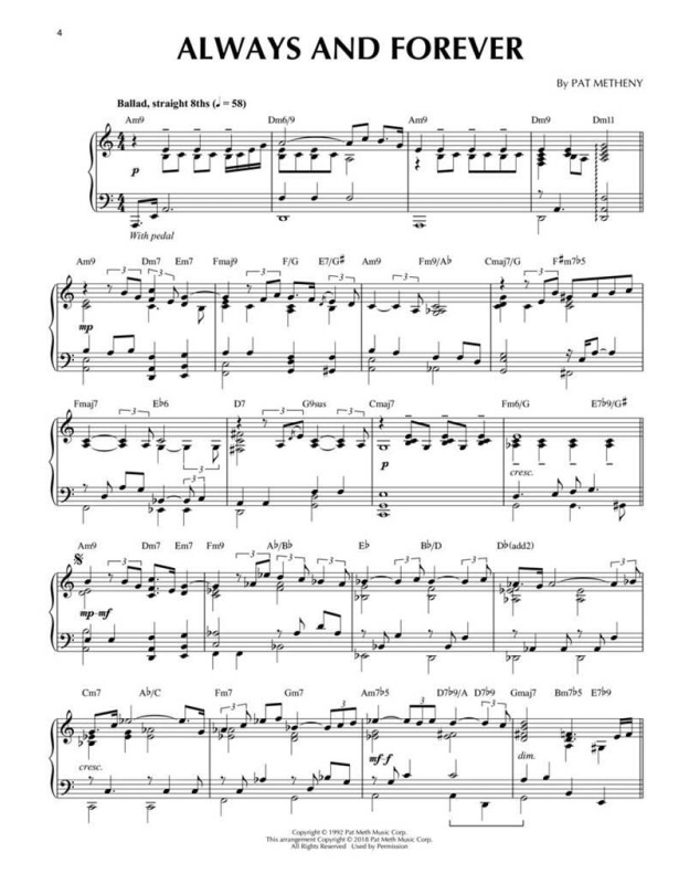 Pat Metheny 24 chansons pour Piano ou Clavier