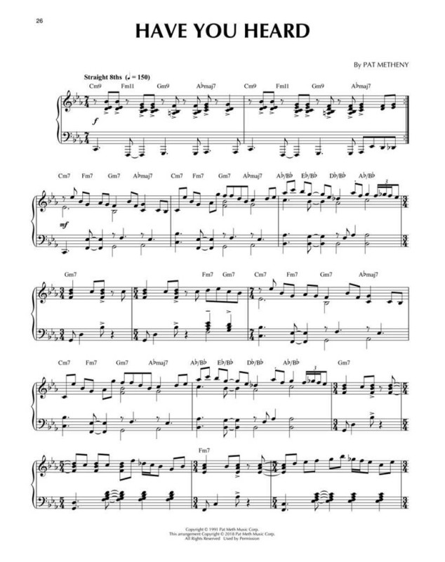 Pat Metheny 24 chansons pour Piano ou Clavier