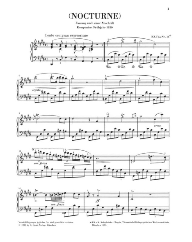 Frédéric Chopin : Nocturne En Ut dièse Mineur Opus Posthume