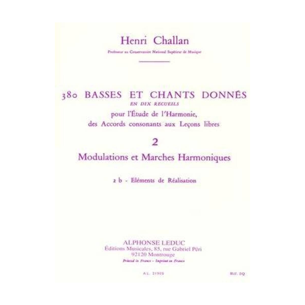 380 Basses et Chants Donnés Vol. 2B - Henri Challan - Alphonse Leduc