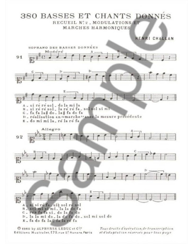 380 Basses et Chants Donnés Vol. 2B - Henri Challan - Alphonse Leduc