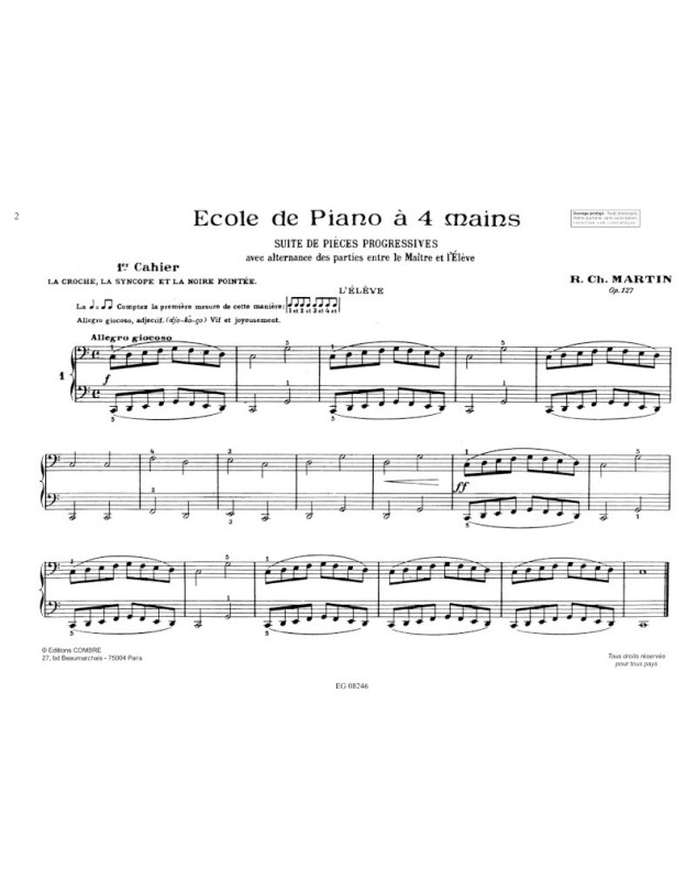 Ecole de piano à 4 mains Op.127 Vol.1
