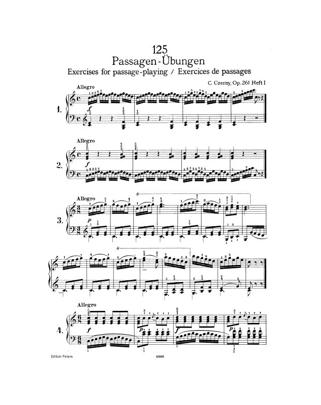 Carl Czerny : 125 études élémentaires Op. 261 (téléchargement en pdf)