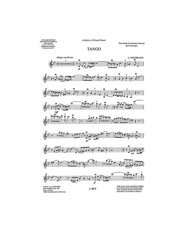 Tango pour Violon et Piano (pdf) - Alexandre Gonoboline