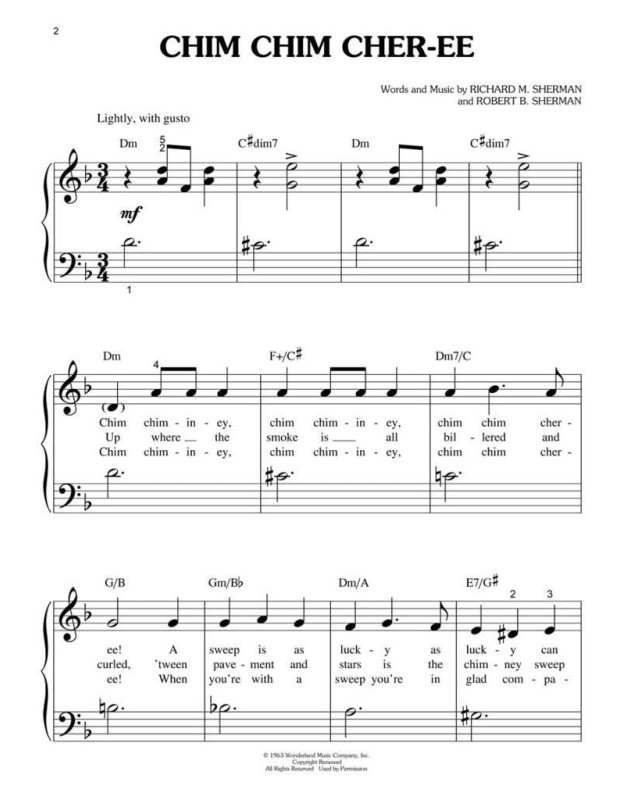 Mary Poppins - Partitions pour Piano Facile - Big Notes
