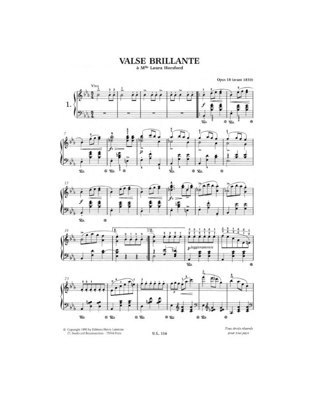 Frédéric Chopin - Valses (Recueil) - Urtext - Editions Henry Lemoine