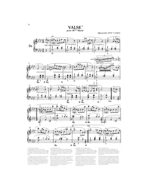 Frédéric Chopin - Valses (Recueil) - Urtext - Editions Henry Lemoine