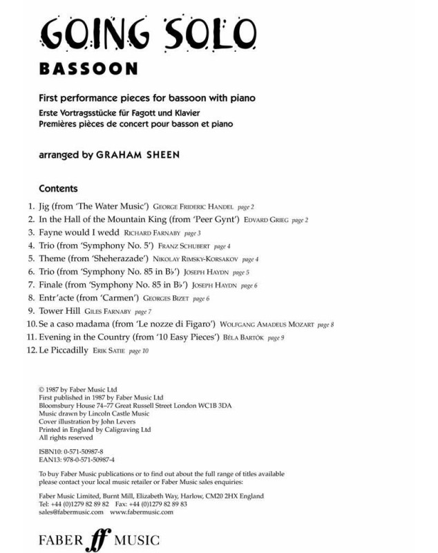 Sheen : Going Solo recueil pour Basson et Piano