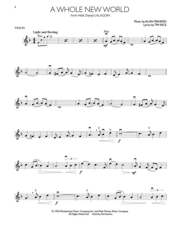 Disney Movie Hits - Partitions Faciles pour  Violon + Audios - Hal Leonard