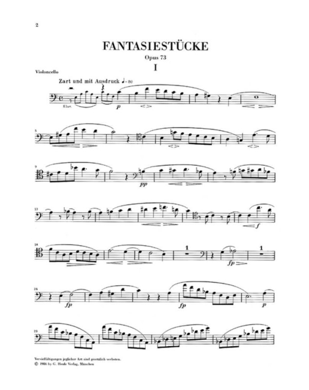 Fantasiestücke op. 73 - Violoncelle - Robert Schumann - Henle Verlag Urtext