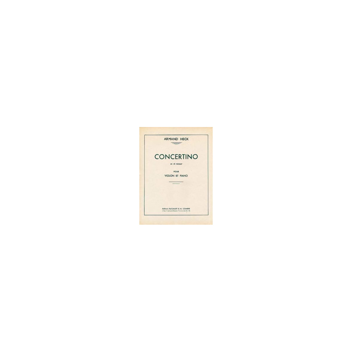 Concertino en ré mineur - Armand Heck - Violon et Piano - Combre