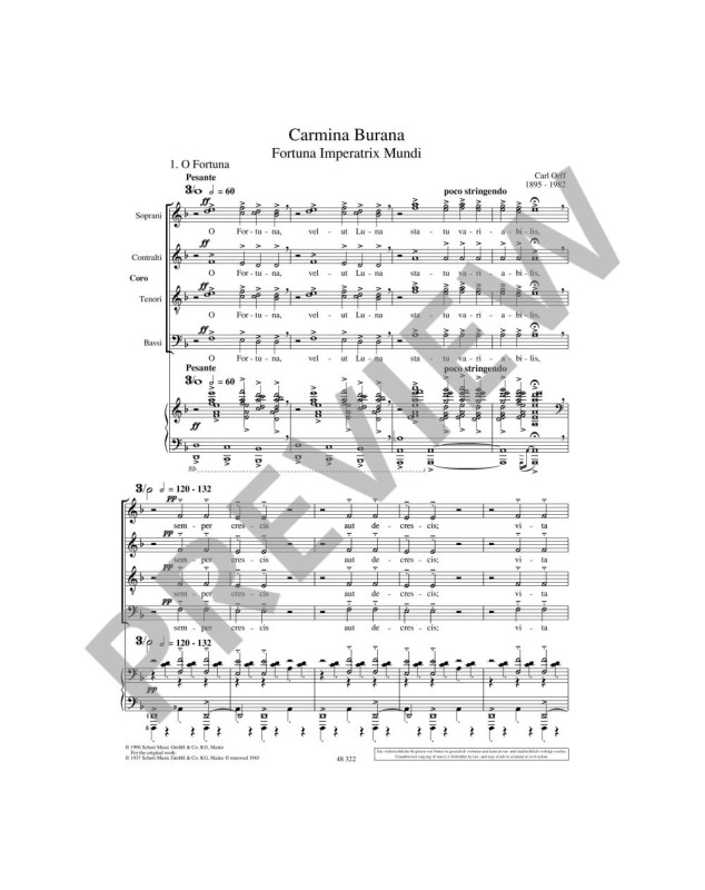 Carmina Burana - Carl Orff - Choeur et Piano - Editions Schott