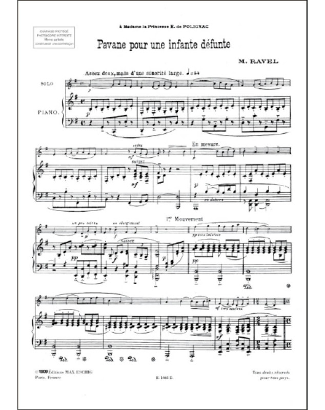 Pavane Pour Une Infante Défunte - Maurice Ravel - Clarinette et Piano