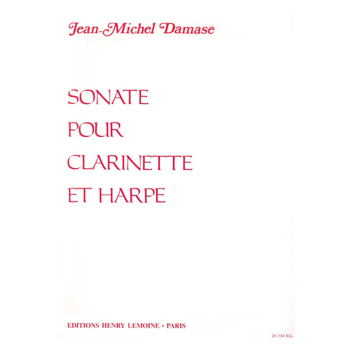 Sonate - Jean-Michel Damase - Clarinette et Harpe - Henry Lemoine