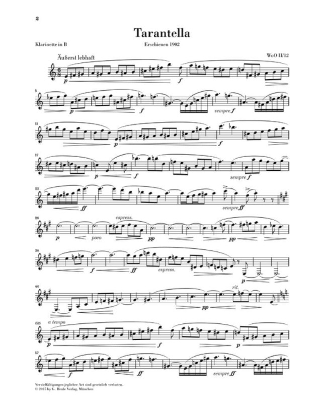 Max Reger : Tarantella et Albumblatt - Pour Clarinette et Piano - Henle Verlag Urtext