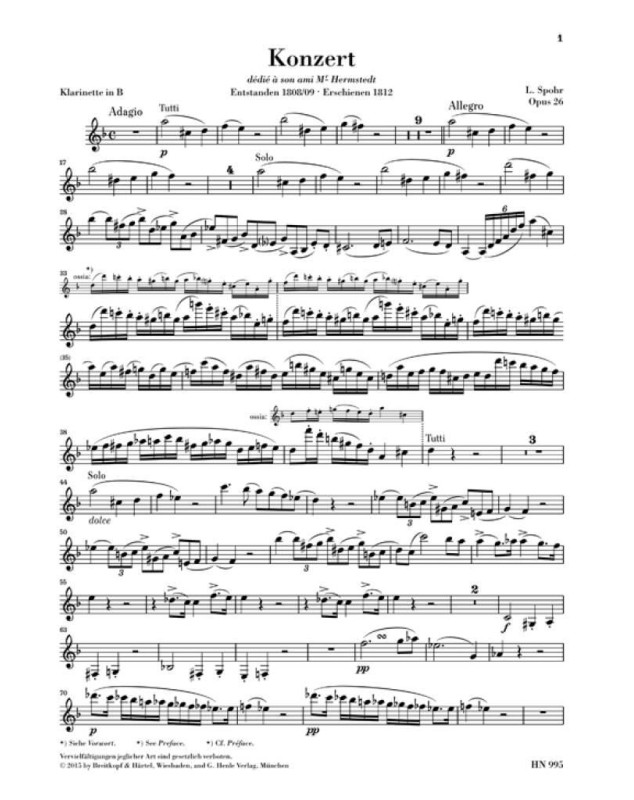 Louis Spohr : Concerto pour Clarinette n° 1, opus 26