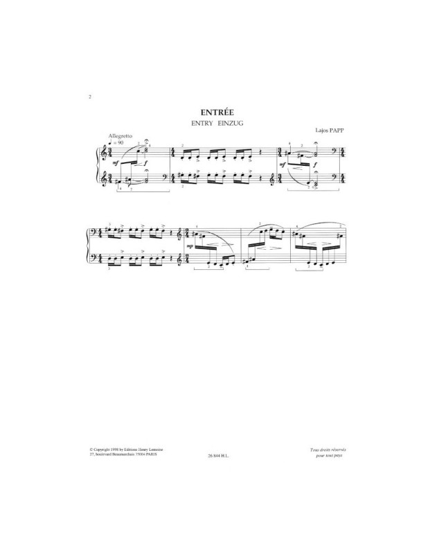 Lajos Papp : Au Cirque - pour Piano - Editions Henry Lemoine