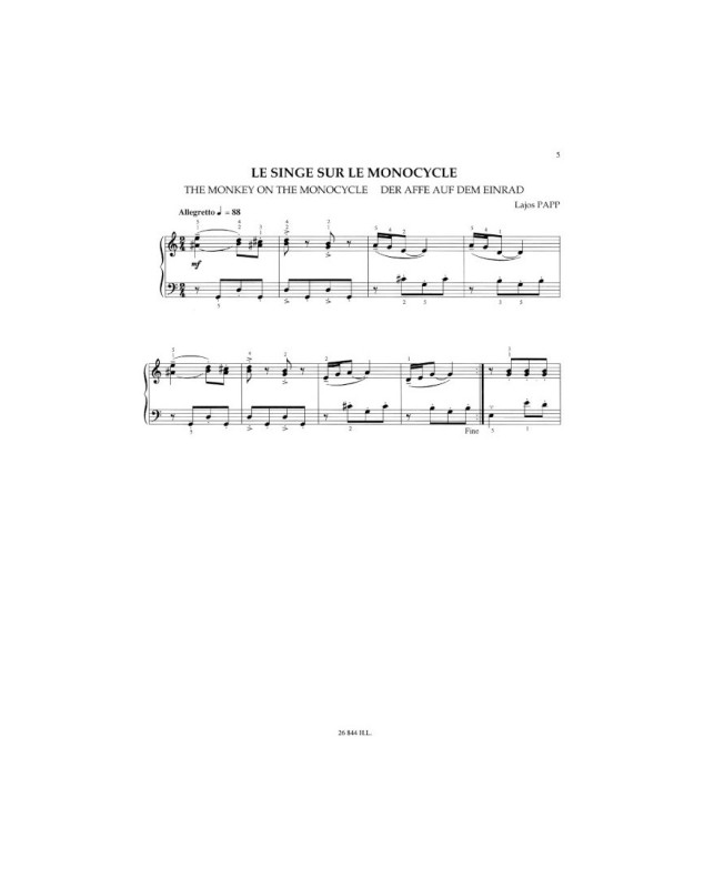 Lajos Papp : Au Cirque - pour Piano - Editions Henry Lemoine