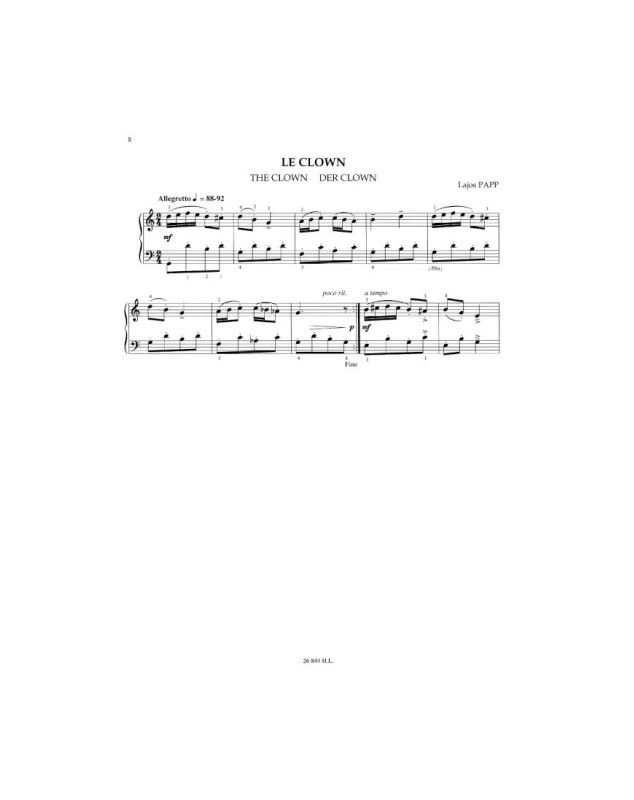 Lajos Papp : Au Cirque - pour Piano - Editions Henry Lemoine