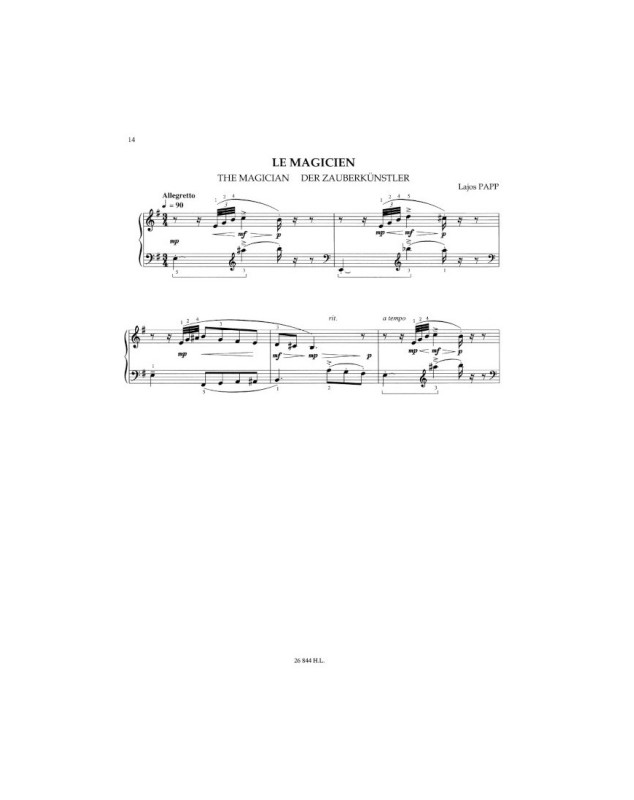 Lajos Papp : Au Cirque - pour Piano - Editions Henry Lemoine
