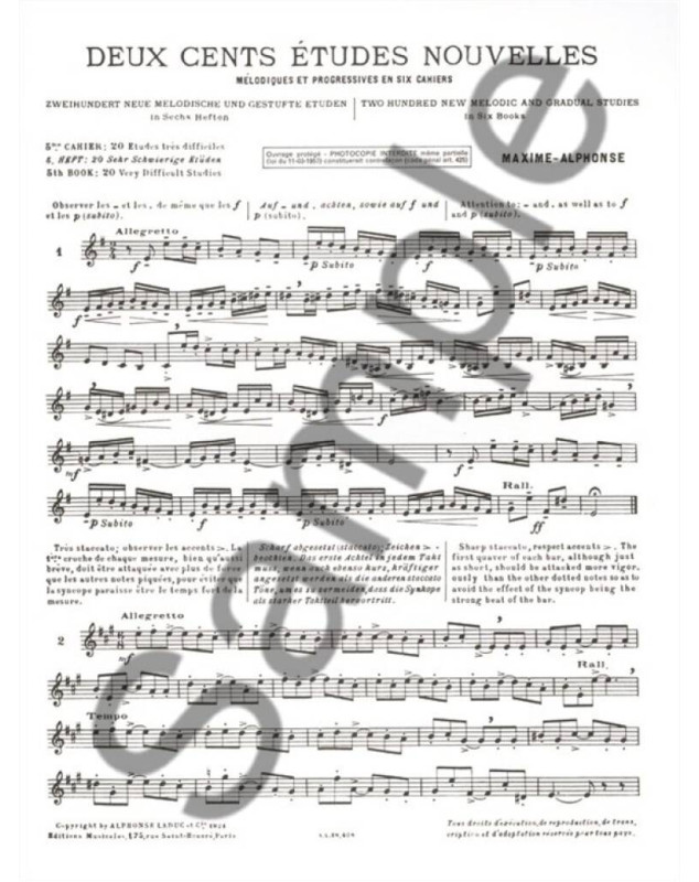 200 Etudes nouvelles mélodiques et progressives Vol. 5 - Maxime Alphonse