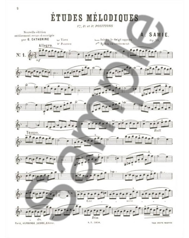 60 Etudes pour Violon - Etudes mélodiques - Samie - Alphonse Leduc