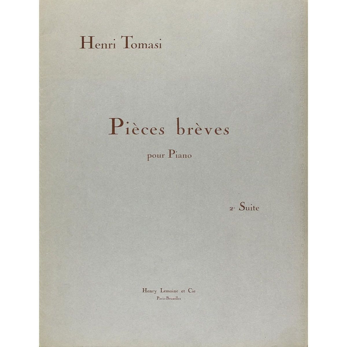 Pièces brèves, suite n°2 - Piano - Henri Tomasi - Henry Lemoine